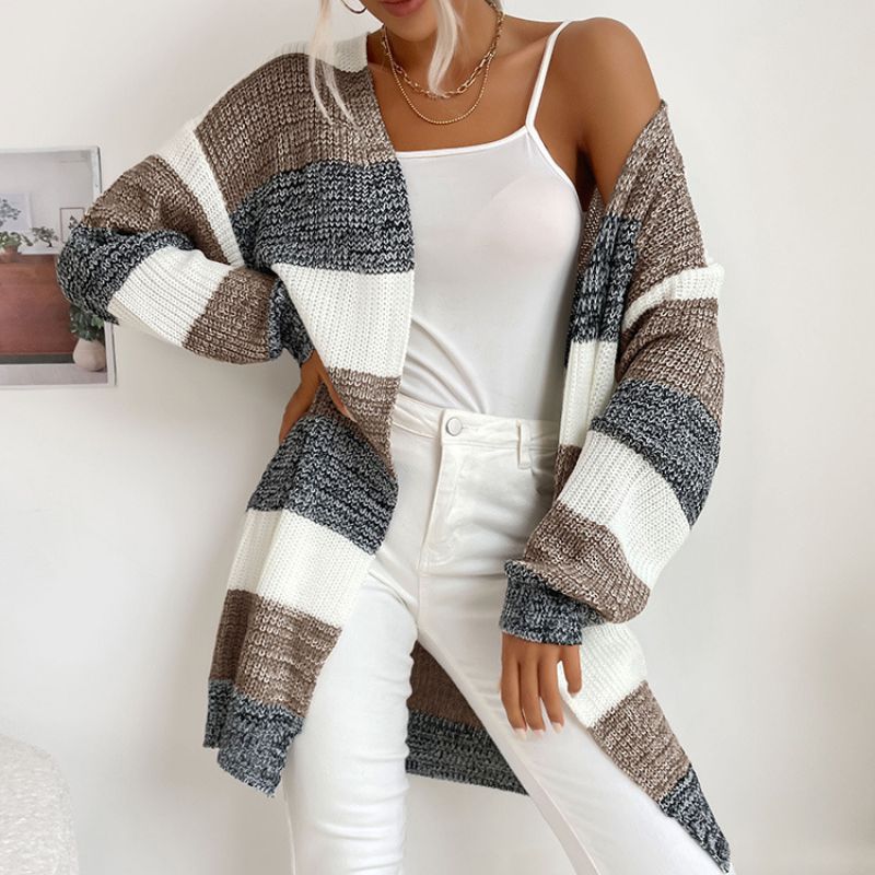 WarmKnit Striped Comfort Cardigan