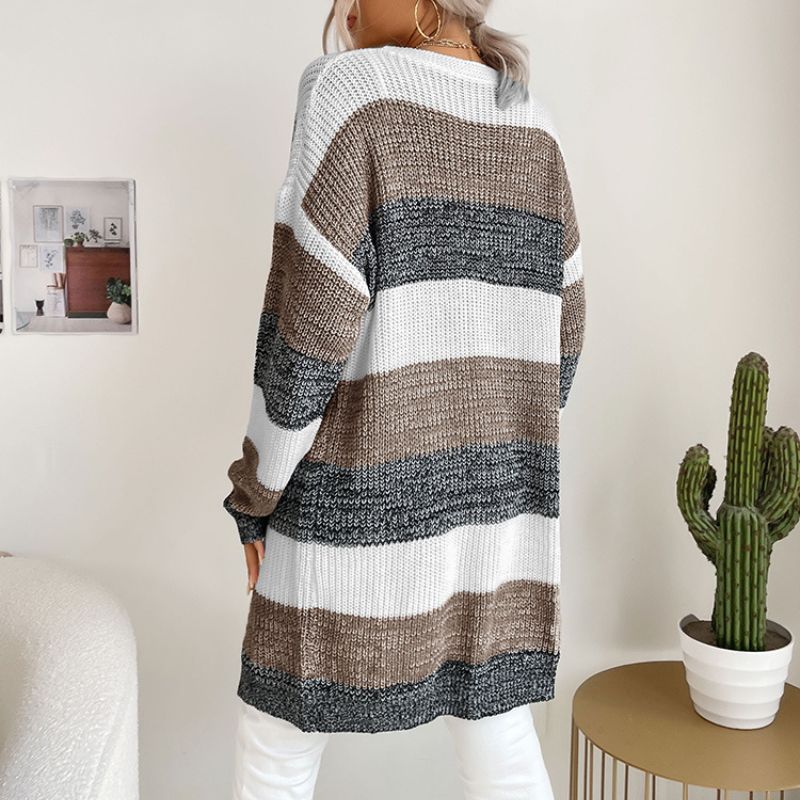 WarmKnit Striped Comfort Cardigan