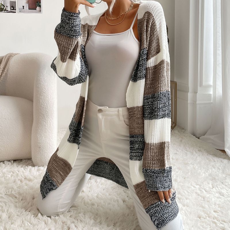 WarmKnit Striped Comfort Cardigan