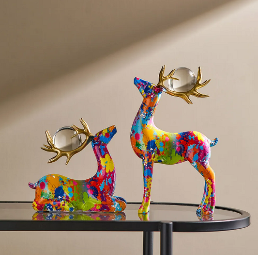 DeerArt - Set of 2 Colorful Deer